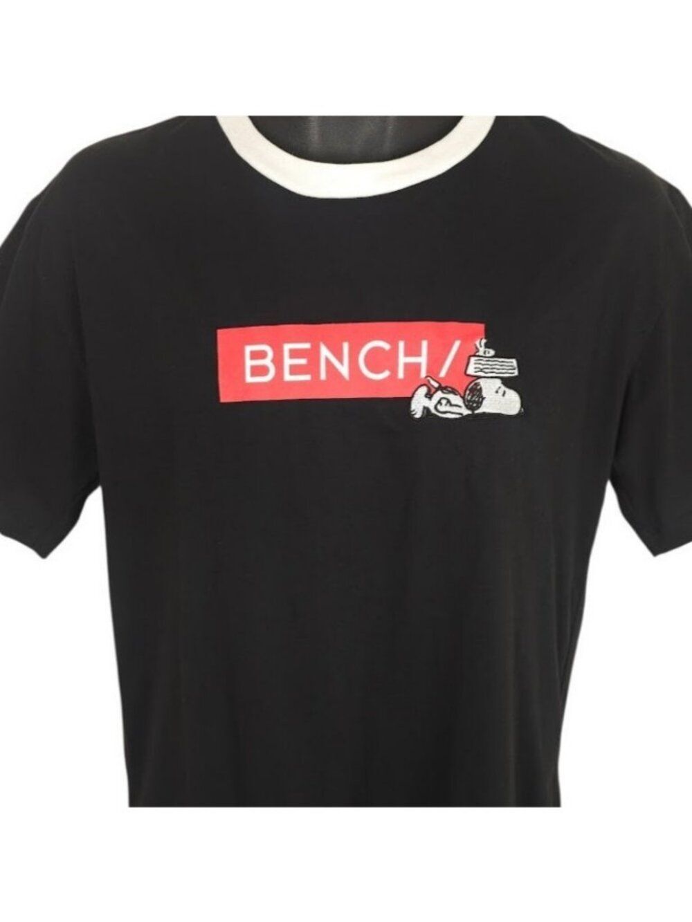 Bench X Peanuts T Shirt Mens Size Medium Black Snoopy Woodstock Embroidered